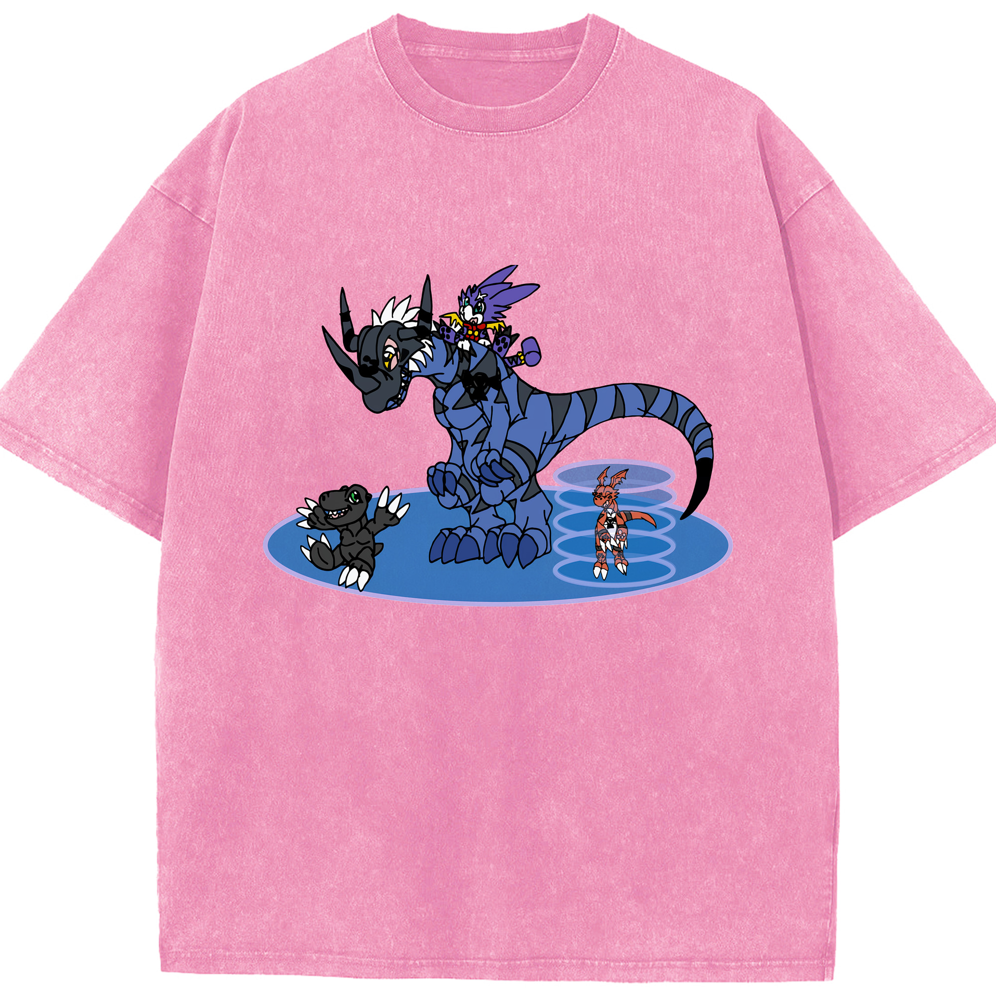 （画像用） Digimon デジタルモンスター/デジモン 綿100% ヴィンテージ風 半袖Tシャツ（フロントプリント）